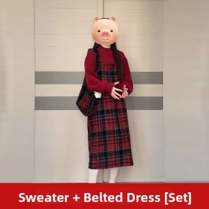 SENWA | Festive Autumn Wear Red Jumper Dress