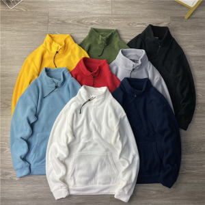 Ultra Soft High Collar Fleece Sweatshirt Men Solid Color Trendy Autumn Winter New Arrival Youth Popular Loose Fit Antibacterial Polyester