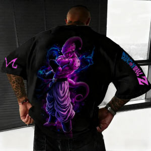 Bandai | Dragon Ball Anime Co Branded T-shirt Summer Mens New Majin Buu Printed Large Harajuku Casual Loose Family Short Sleeved Top