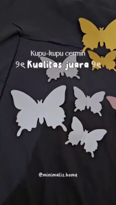 Kupu Cermin Sticker Warna Silver Gold 3D Stiker Acrylic Dinding Kaca Akrilik