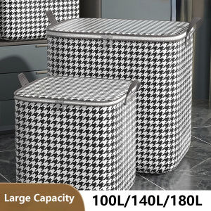 100/140/180L Clothes Storage Bag with Zipper Handle Large Capacity Blanket Quilt Clothes Closet Wardrobe Organizer for bedroom