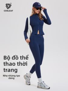 COSLEAF | Bộ Đồ Thể Thao Nữ Ngắn Có Dây Kéo Thời Trang và Thoáng Khí