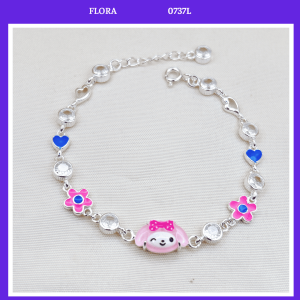 FLORA 0737L - Lắc tay bạc ta hình thỏ My Melody màu hồng dành cho bé gái