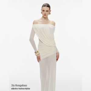 French Style Off Shoulder Ruffle Elegant Slenderizing Dress
