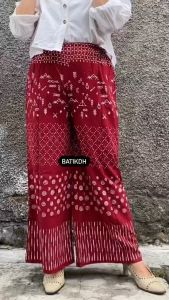 Celana Kulot Jumputan Absrak Shibori Pants Batik Wanita Fashion Modern Kekinian Korean Hijab Style Simpel Elegan | Sandang Jayaa