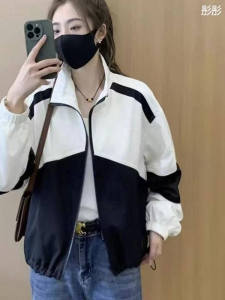 New Casual Short Length Sun Protection Jacket Loose Color Block Baseball Style Top for Spring Summer Autumn Versatile Outerwear