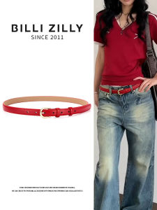 BILLI ZILLY | Narrow Leather Vintage Red Womens Belt