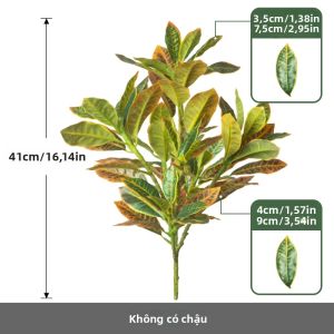 Kmitang | Cành Cây Đa Nhân Tạo 24-41cm Lá Giả Ficus Codiaeum Cây Cọ Nhựa Trang Trí Nhà Cửa Vườn Bàn Làm Việc Cảm Giác Như Thật