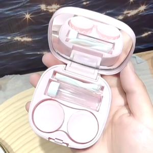 เซ็ตตลับคอนแทคเลนส์ น่ารักคอนแทคเลนส์กรณี แบบพกพาคู่กล่องทําเอง สีสันสดใสนักเรียนกรณีการจัดเก็บเดินทางที่เป็นมิตร