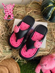 Summer Outdoor Polka Dot Cat Thong Slippers Womens Soft Bottom Beach Sandals Anti-Slip Comfortable EVA Flat Heel Casual Slippers
