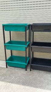 Bộ khay nhựa 3 tầng Trồng Rau Nuôi Cá 65x42x16 - Chân màu Đen