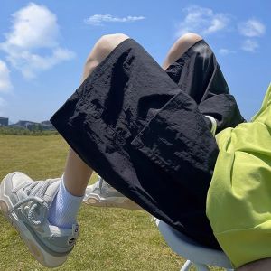 Quần Short Nylon Cỡ Lớn Cho Nam Mùa Hè Phong Cách Đường Phố Quần Short Ống Đứng Cạp Cao Quần Short Thường Ngày