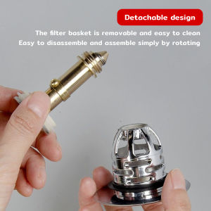 Universal Bathroom Sink Drain Stopper Brass Pop-Up Sink Drain Filter(Silver)
