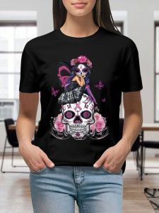 Printed Comfort Hooded Short T-shirt Print Plaid Crew Neck Pullover Short T-shirt