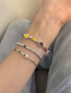 Vòng tay phối hạt nhiều màu Doudou Lắc tay nữ Vòng tay hạt cườm cầu vồng mùa hè Hàn Quốc SZ013