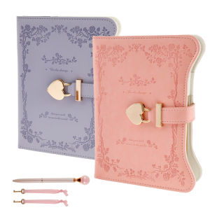 Diary with Lock and Keys 360 Pages Journal with Lock B6 Size PU Leather Locking Diary with Pen Cute Journal Set for Kids Women