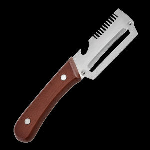 Multifunction Vegetable Peeler 3-in-1 Wooden Handle Peeling Knife with Serrated Blade and Bottle Opener Kitchen Gadget for Fruit