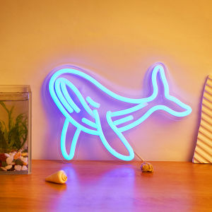 Chi-buy LED Neon Whale Shape USB Powered Neon Signs Night Light 3D Wall Art & Game Room Bedroom Living Room Decor Lamp Signs