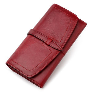 Womens Genuine Leather Wallet Classic Long Wallets with Zipper Coin Purse RFID Blocking Clutch Card Holder for Ladies Portfel