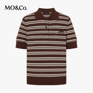 MO&Co. | Spring Autumn Vintage Stripe Polo Neck Knitted Sweater