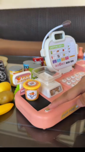 Cashier Toy Real Microphon And Calculator Identifiable Scanner Cashier Machine Toys for Kids Gift