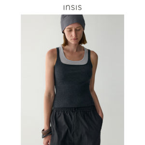 INSIS FEMME | Organic Cotton Wool Simple Square Collar Thin Strap Knit Camisole