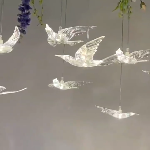 Wedding ceiling decoration 10 transparent acrylic water drop chandelier wedding stage scene layout lamp LED light string