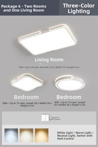 LSHE | Luxury Modern Simple Spacious 3-bedroom 2-hall Light Fixture Set Smart Lamp