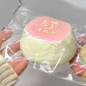 Kawaii Milk Cow Squishy Toy Soft Silicone Stress Reliever Slow Rising Squeeze Toys Cute Pink Fidget Toys for Alleviate Anxiety