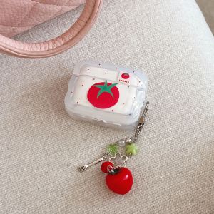 Lovely Red Tomato Polka Dot Pattern with Exquisite Pendant Wave Edge Earphone Case Suitable for AirPods 1 2 3 4 Pro Pro2 Pro3