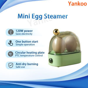 Mini Egg Steamer One Button Start PTC Precise Temperature Control 2 Eggs Capacity With Water Measuring Cup Mini Breakfast Machine Home Kitchen