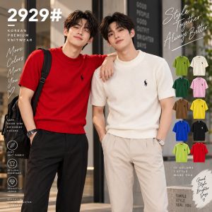 JMB2929 Mens Knitted Turtle Neck Tops Short Sleeve High-neck Regular Fit KNITS Casual S-L