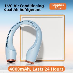 Portable Neck Fan 2023 New Model Small Personal Cooling Air Conditioner Leafless Lazy Neck Hanging Home Use Mini Fan