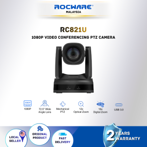 ROCWARE RC821U 1080P Video Conferencing PTZ Camera | 12x Optical Zoom | 16X Digital Zoom | FOV 72.5° | Built-in 2 Mic | Motion Tracking | Auto Framing | Presenter Tracking