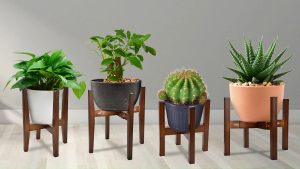 [SG Stock] Adjustable Plant Stand Indoor Fit 8 9 10 11 12 inch Plant PotsBamboo Plants Rack Indoor Outdoor (Pot & Plant Not Included)