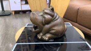 Gạt tàn hà mã bằng đồng hun cực dễ thương ngang 15cm cao 12cm