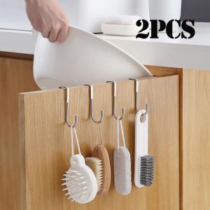 1/2pcs Cabinet Door Back Hook Heavy Duty S-Shaped Stainless Steel Hooks Railing Hanger Hook Holder Storage