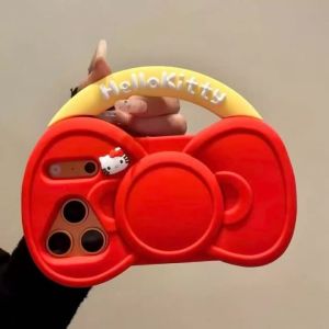 Bowknot Bags Shape Hello Kitty Silicone 3D Phone Case For iPhone 13 14 15 16 17 Pro Max