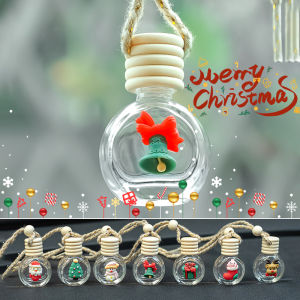 【WOKEN】2024 New 10ml Car Perfume Bottle Pendant Santa Claus Christmas Tree Pattern Car Air Freshener Car Accessories Christmas Gift