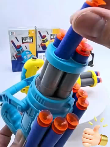 Manual Gatling Gun soft bullet Blaster  No Battery  Spinning Barrel Safe Soft Bullet Toy for Kids Boys Girls Outdoor Nerf  Party Game