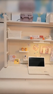 Iron table storage with perforated panel Double-layer table storage