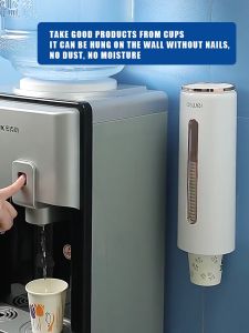 ที่วางแก้วอัตโนมัติ  cup holder วางแก้วพลาสติก มีฝาปิดป้องกันฝุ่น ที่วางแก้วถ้วยพลาสติกหลุม- ที่เก็บกระดาษ ที่วางแก้ว ที่วางแก้วถ้วย