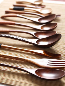 Handmade Home Solid Wooden Spoon Spoon Tableware Spoon Wooden Fork Soup Spoon Spoon Spoon Wooden Spoon Wood Meal Spoon Small Wood Spoon Wooden Spoon