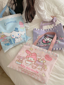 กระเป๋าผ้าใบลายการ์ตูน Sanrio ความจุขนาดใหญ่ กระเป๋าใส่ของสำหรับเดินทางในชีวิตประจำวัน กระเป๋าสะพายไหล่ผู้หญิง กระเป๋าผ้าใบ กระเป๋าใส่ของ กระเป๋าสะพายไหล่