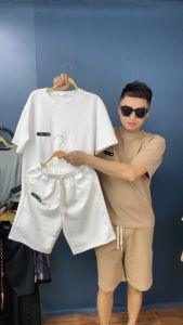 Bộ quần áo nam mùa hè cổ bẻ chất vải CVC thoáng mát