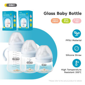 Baby Glass Bottle High Borosilicate 80/160/240ml Wide-mouthed Anti-bloating Clear Scale Newborn Feeding Bottles GB61
