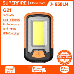 SUPERFIRE Flashlight G21 Multifunctional COB Work Light 650 lumens Built-in 3600mAh battery USB Charging Portable Camping Light IP43 waterproof