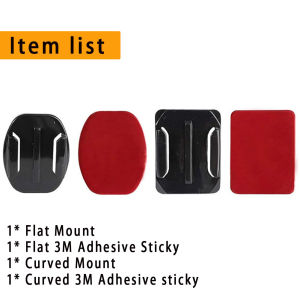 Action Camera Helmet Adhesive Mounts Flat & Curved Adjustable Pivot Arm for GoPro Hero Insta360 DJI Osmo Action Universal Fit