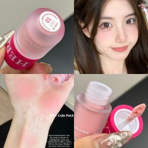 Herorange Liquid Blush Clay Cream Puff Puff Lip Cheek Dual Use Lip Mud Matte Finish Long Lasting Color Boosting Natural Makeup