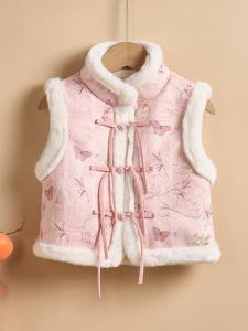New 2025 Womens Fleece Lined Vest Jacket Shoulder Birthday Clothes Baby Girls Winter Vest Regular Thickened Polyester Fiber